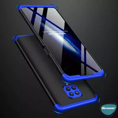 Microsonic Xiaomi Redmi Note 9 Pro Max Kılıf Double Dip 360 Protective Siyah Mavi