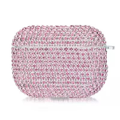 Microsonic Airpods 4.Nesil / ANC Kılıf Diamond Swarovski Görünümlü Taşlı Pembe