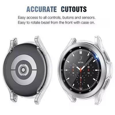 Microsonic Samsung Galaxy Watch 4 Classic 42mm Kılıf 360 Full Round Soft Silicone Şeffaf