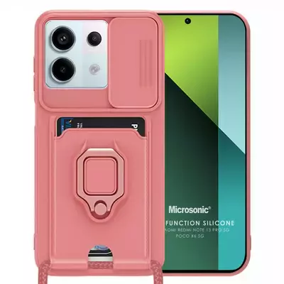 Microsonic Xiaomi Poco X6 5G Kılıf Multifunction Silicone Pembe