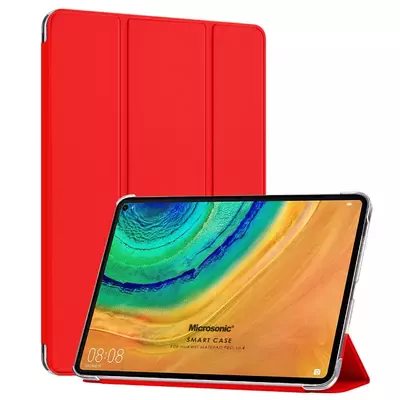 Microsonic Huawei MatePad 10.4'' Kılıf Slim Translucent Back Smart Cover Kırmızı