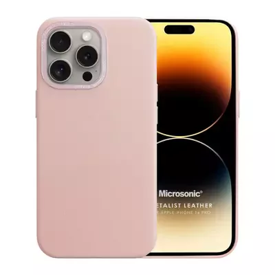 Microsonic Apple iPhone 14 Pro Kılıf Metalist Leather Pembe