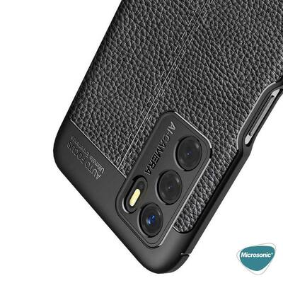 Microsonic Oppo A16 Kılıf Deri Dokulu Silikon Siyah