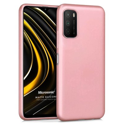 Microsonic Xiaomi Poco M3 Kılıf Matte Silicone Rose Gold