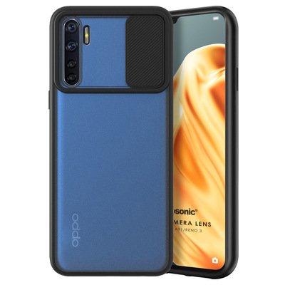 Microsonic Oppo Reno 3 Kılıf Slide Camera Lens Protection Siyah