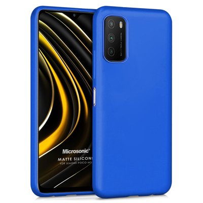 Microsonic Xiaomi Poco M3 Kılıf Matte Silicone Mavi