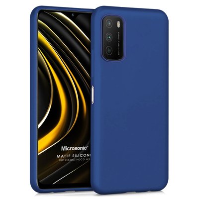 Microsonic Xiaomi Poco M3 Kılıf Matte Silicone Lacivert