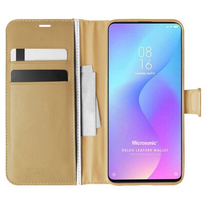 Microsonic Xiaomi Redmi K20 Kılıf Delux Leather Wallet Gold