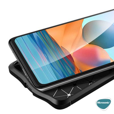 Microsonic Xiaomi Redmi Note 10 Pro Kılıf Deri Dokulu Silikon Siyah