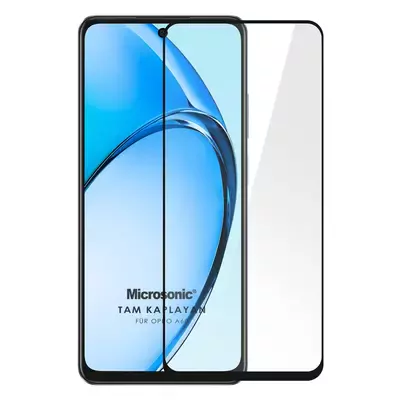 Microsonic Oppo A60 Tam Kaplayan Temperli Cam Ekran Koruyucu Siyah
