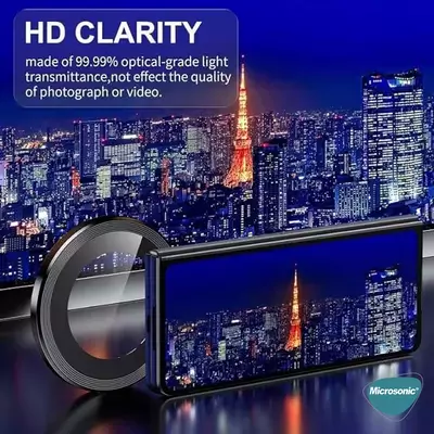 Microsonic Samsung Galaxy Z Flip 7 Tekli Kamera Lens Koruma Camı Siyah