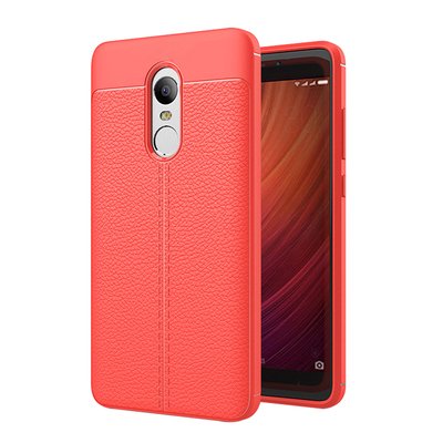 Microsonic Xiaomi Redmi Note 4X Kılıf Deri Dokulu Silikon Kırmızı