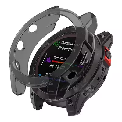 Microsonic Garmin Fenix 7 Sapphire Solar Kılıf 360 Full Round Soft Silicone Füme