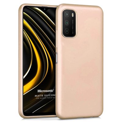 Microsonic Xiaomi Poco M3 Kılıf Matte Silicone Gold