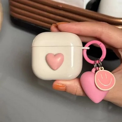 Microsonic Xiaomi Redmi Buds 3 Kılıf Süslü Kalp Desenli Pembe