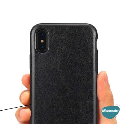 Microsonic Apple iPhone X Kılıf Luxury Leather Beyaz