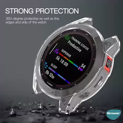 Microsonic Garmin Fenix 7 Sapphire Solar Kılıf 360 Full Round Soft Silicone Şeffaf