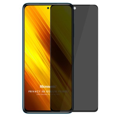 Microsonic Xiaomi Poco X3 NFC Invisible Privacy Kavisli Ekran Koruyucu Siyah