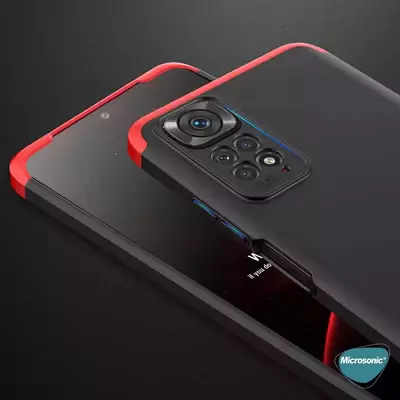 Microsonic Xiaomi Redmi Note 11 Pro 5G Kılıf Double Dip 360 Protective AYS Siyah Kırmızı