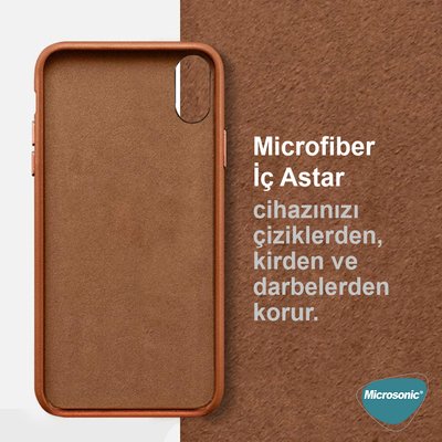 Microsonic Apple iPhone X Kılıf Luxury Leather Kahverengi