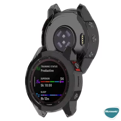 Microsonic Garmin Fenix 7 Solar Kılıf 360 Full Round Soft Silicone Füme