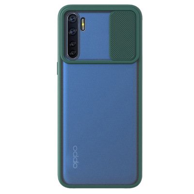 Microsonic Oppo Reno 3 Kılıf Slide Camera Lens Protection Koyu Yeşil