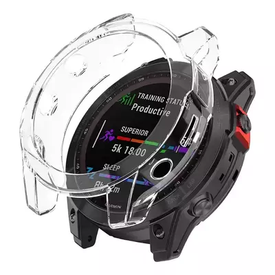 Microsonic Garmin Fenix 7 Solar Kılıf 360 Full Round Soft Silicone Şeffaf