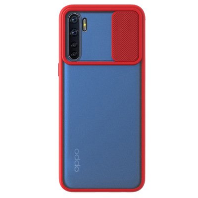 Microsonic Oppo Reno 3 Kılıf Slide Camera Lens Protection Kırmızı