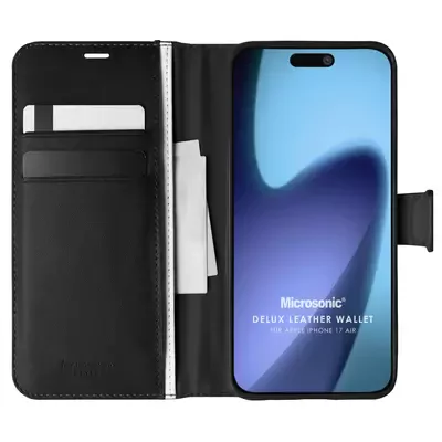 Microsonic Apple iPhone 17 Air Kılıf Delux Leather Wallet Siyah