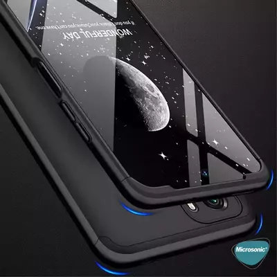 Microsonic Xiaomi Poco M5s Kılıf Double Dip 360 Protective Siyah Mavi