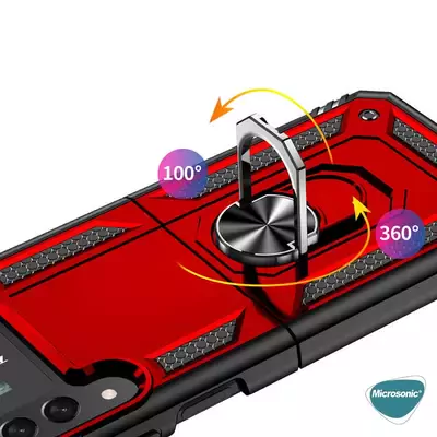 Microsonic Samsung Galaxy Z Flip 4 Kılıf Military Ring Holder Lacivert