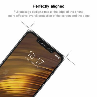 Microsonic Xiaomi Pocophone F1 Kavisli Temperli Cam Ekran Koruyucu Film Siyah