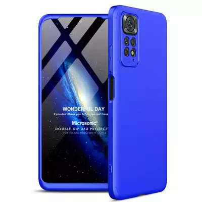 Microsonic Xiaomi Redmi Note 11 Pro 5G Kılıf Double Dip 360 Protective AYS Mavi