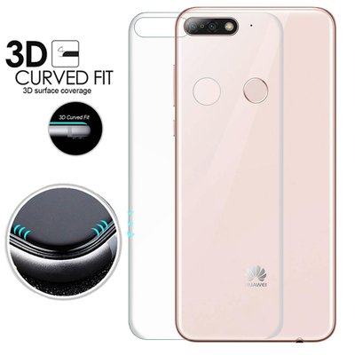 Microsonic Huawei Y7 2018 Kavisli Ekran Koruyucu Film Seti - Ön ve Arka