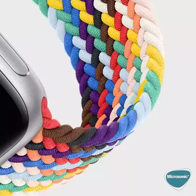 Microsonic Apple Watch Series 5 44mm Kordon, (Medium Size, 147mm) Braided Solo Loop Band Pride Edition