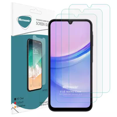 Microsonic Samsung Galaxy A16 Screen Protector Nano Glass Cam Ekran Koruyucu (3`lü Paket)
