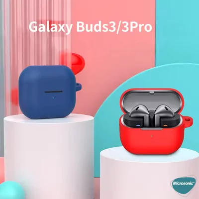 Microsonic Samsung Galaxy Buds 3 Pro Kılıf Askılı Mat Silikon Kırmızı