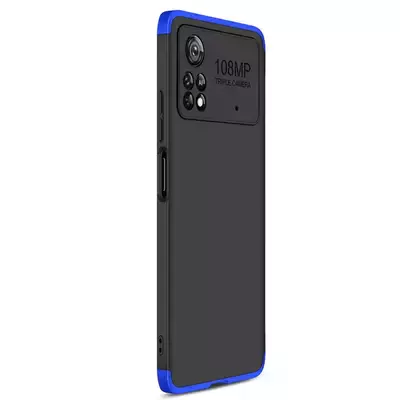 Microsonic Xiaomi Poco X4 Pro 5G Kılıf Double Dip 360 Protective AYS Siyah Mavi