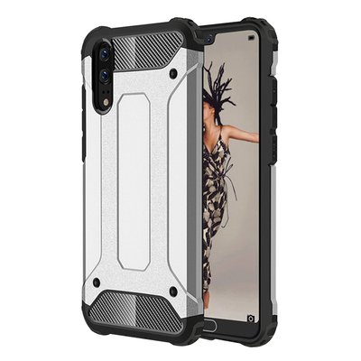 Microsonic Huawei P20 Kılıf Rugged Armor Gümüş