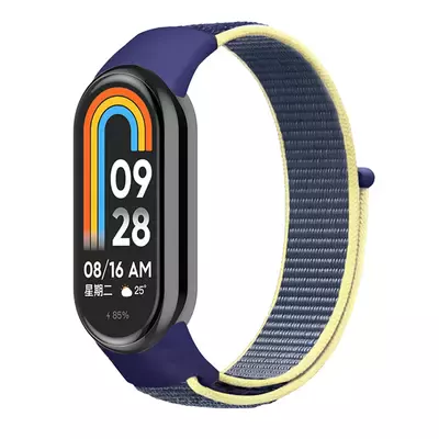 Microsonic Xiaomi Mi Band 9 Hasırlı Kordon Woven Sport Loop Lacivert Sarı