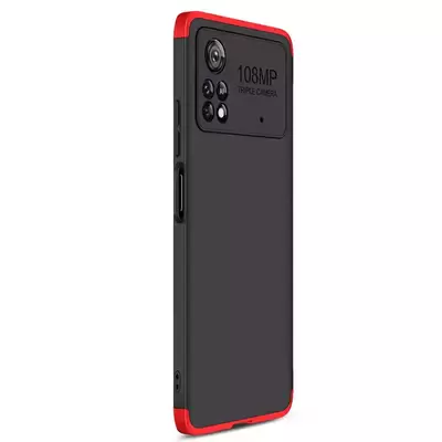 Microsonic Xiaomi Poco X4 Pro 5G Kılıf Double Dip 360 Protective AYS Siyah Kırmızı