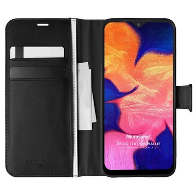 Microsonic Samsung Galaxy A10 Kılıf Delux Leather Wallet Siyah