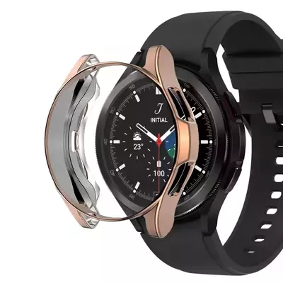 Microsonic Samsung Galaxy Watch 4 Classic 46mm Kılıf 360 Full Round Soft Silicone Rose Gold