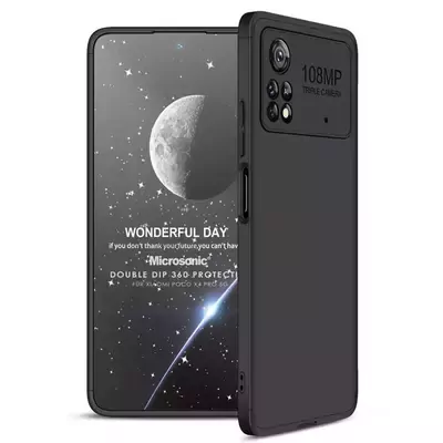 Microsonic Xiaomi Poco X4 Pro 5G Kılıf Double Dip 360 Protective AYS Siyah