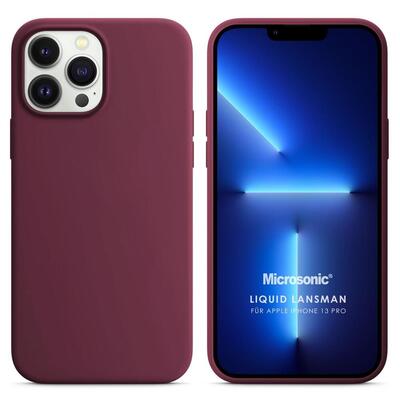 Microsonic Apple iPhone 13 Pro Kılıf Liquid Lansman Silikon Bordo