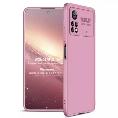 Microsonic Xiaomi Poco X4 Pro 5G Kılıf Double Dip 360 Protective AYS Rose Gold