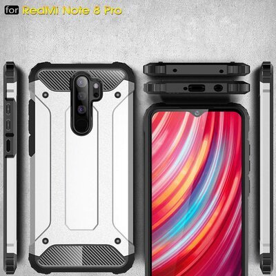 Microsonic Xiaomi Redmi Note 8 Pro Kılıf Rugged Armor Gümüş