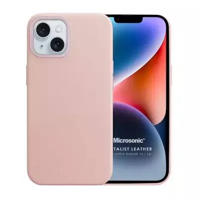 Microsonic Apple iPhone 14 Kılıf Metalist Leather Pembe