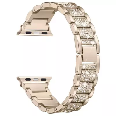 Microsonic Apple Watch SE 2022 44mm Metal Dressy Jewelry Kordon Gold