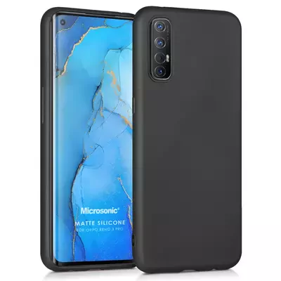 Microsonic Matte Silicone Oppo Reno 3 Pro Kılıf Siyah